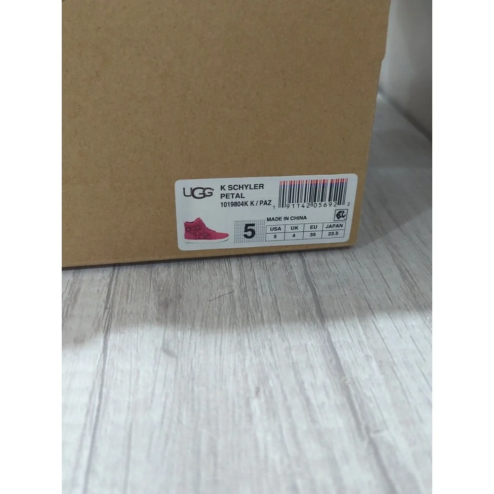 UGG Australia Girls Schyler Petal Pink Leather High Top Sneakers Size 5 1019804K
